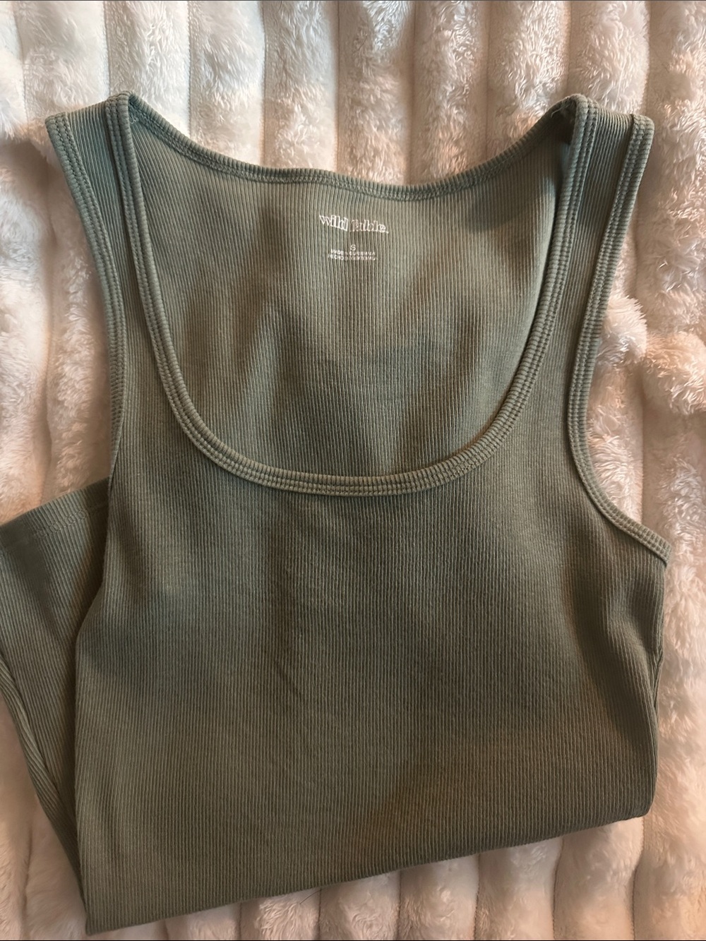 Women's Ribbed Tank Top - Olive Green